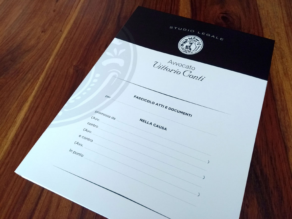 Cartellina Studio Legale Avvocato Vittorio Conti. dpadv.com grafica e comunicazione