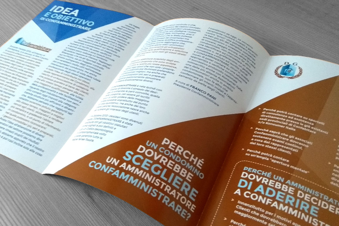 Confamministrare :: Pieghevoli Istituzionali d'informazione, Stampa flyer personalizzati