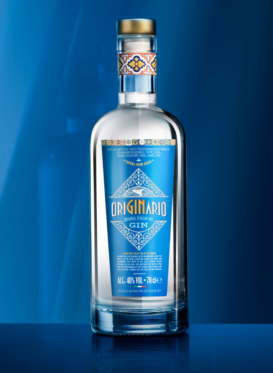 dpadv - Studio immagine linea Gin Originario, Logo, Etichette, Packaging, Allied Brands