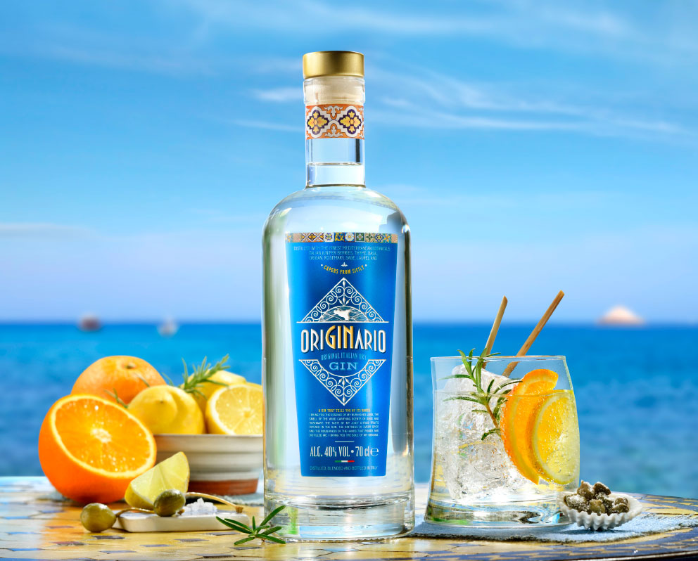dpadv - Studio immagine linea Gin Originario, Logo, Etichette, Packaging, Allied Brands