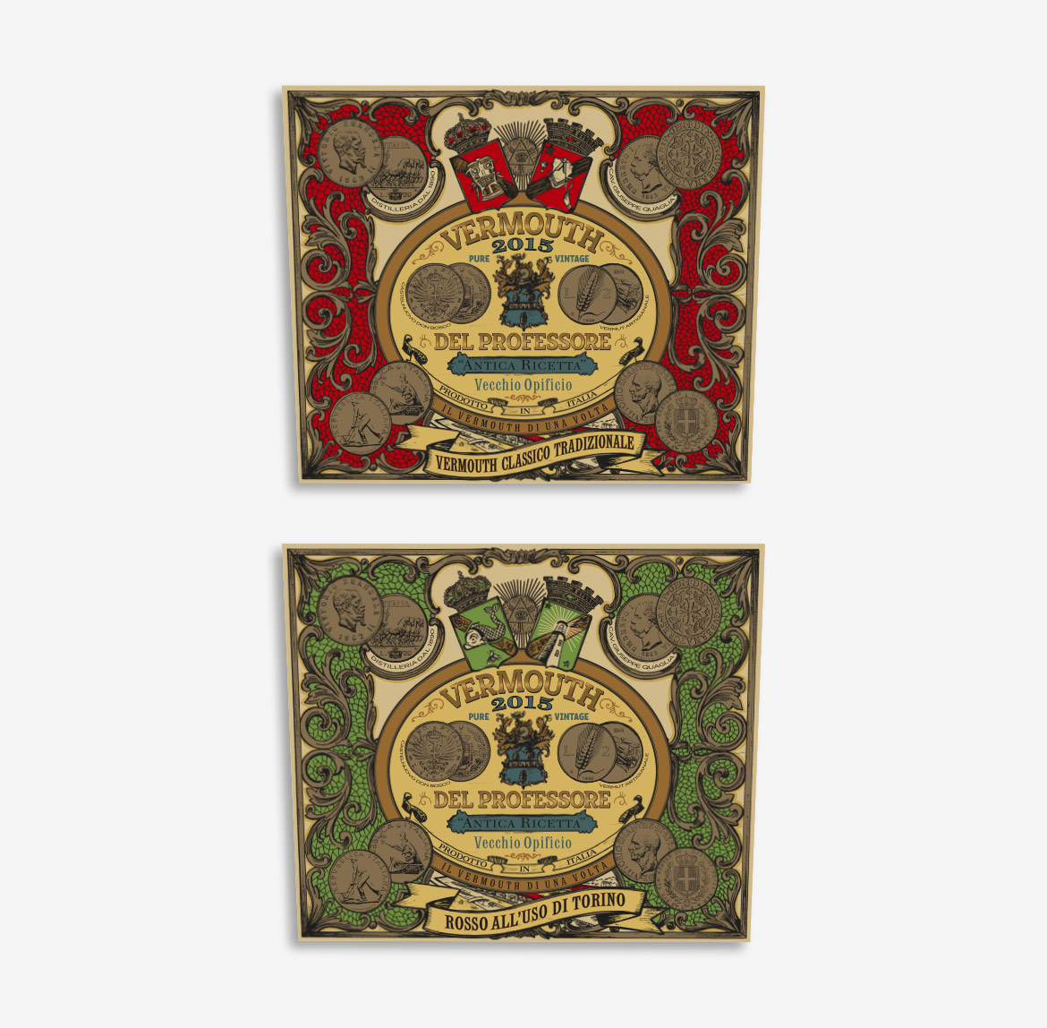 Studio etichette Vermouth del Professore