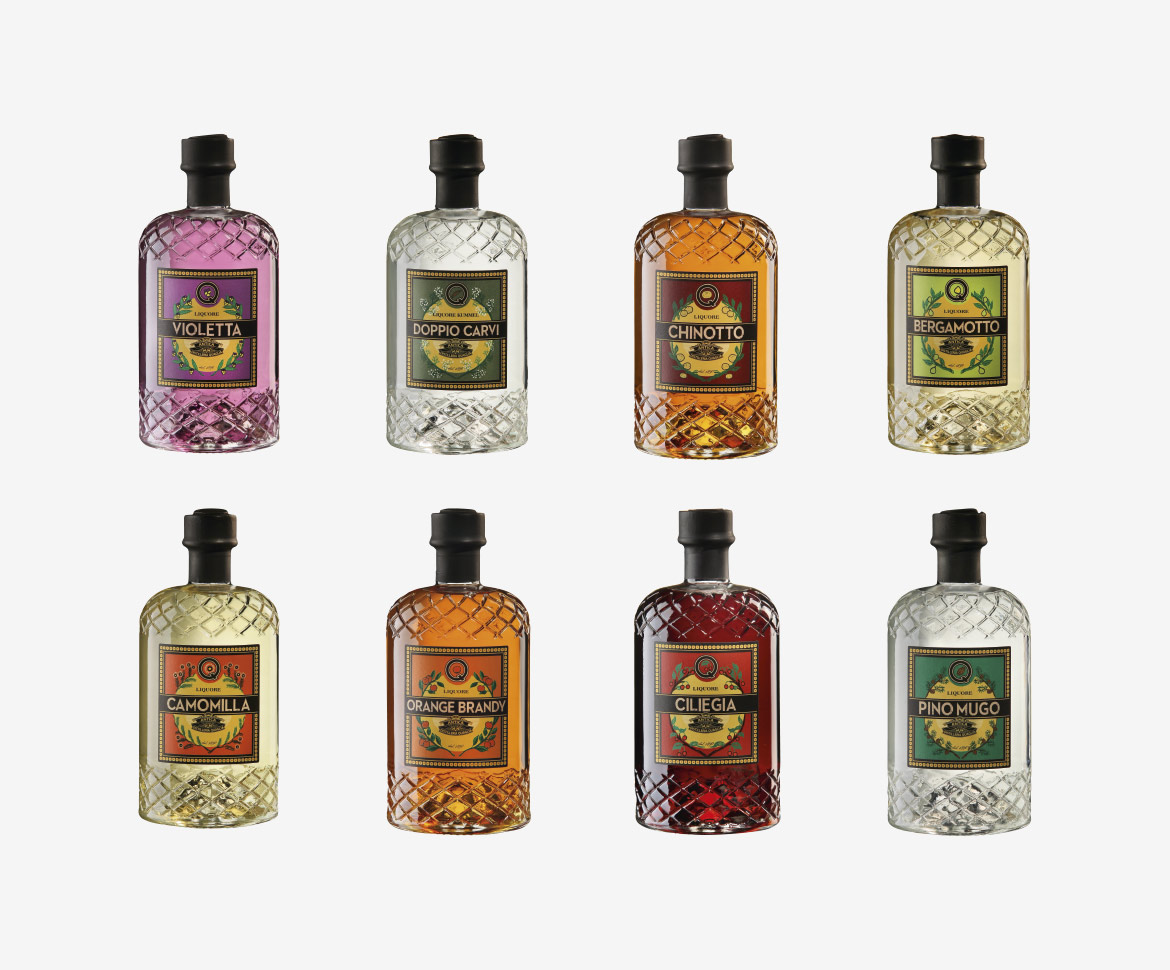 Studio linea etichette liquori Distilleria Quaglia