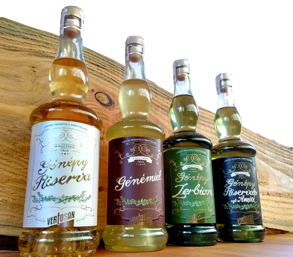 dpadv - Restyling Etichette Linea Genepy Vertosan - Valle d'Aosta - Genemiel, Genepy Riserva, Genepy, Zerbion, Genepy Riservato agli Amici, Genepy Weiss